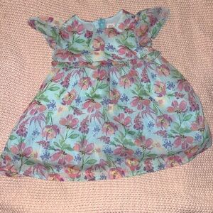 Charming Floral Kids Dress in Blue and Pink